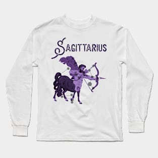 Sagittarius ))(( Astrological Sign Zodiac Constellation Design Long Sleeve T-Shirt